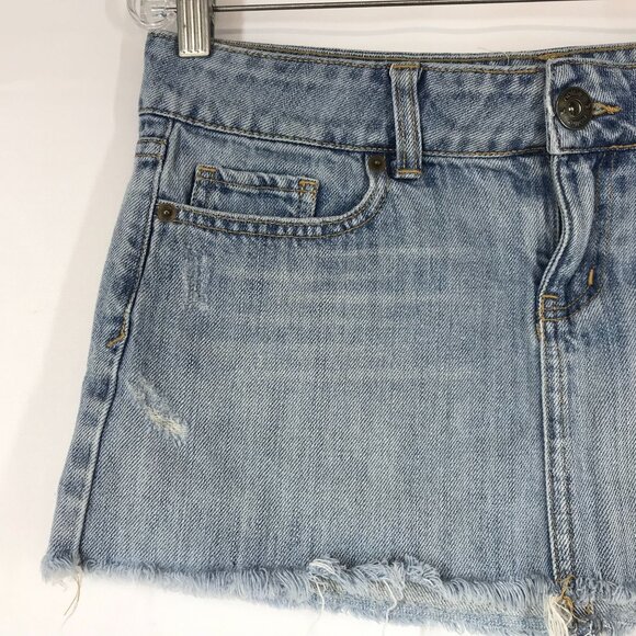 NOLLIE - WOMEN'S 5 - BLUE DENIM CUT-OFF JEAN SKIRT 90'S Y2K - Picture 2 of 6